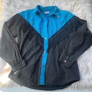 Vintage Sassa Western Frill Button Down Top - Size Large